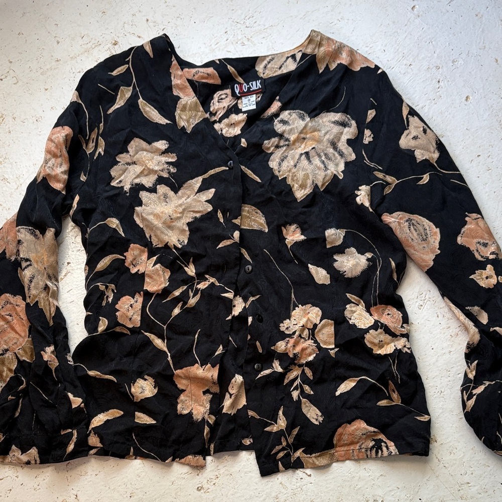 Vintage Quo Silk %100 silk button down